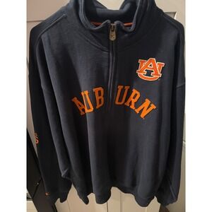 Pressbox Auburn Tigers Quarter Zip Pullover Sweatshirt Navy Orange Men's